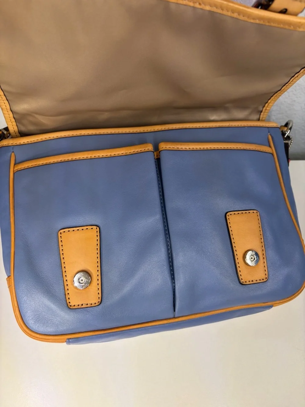 Coach Park Colorblock Leather Crossbody - Red, Blue & Tan Trim #F23383 - Picture 15 of 15